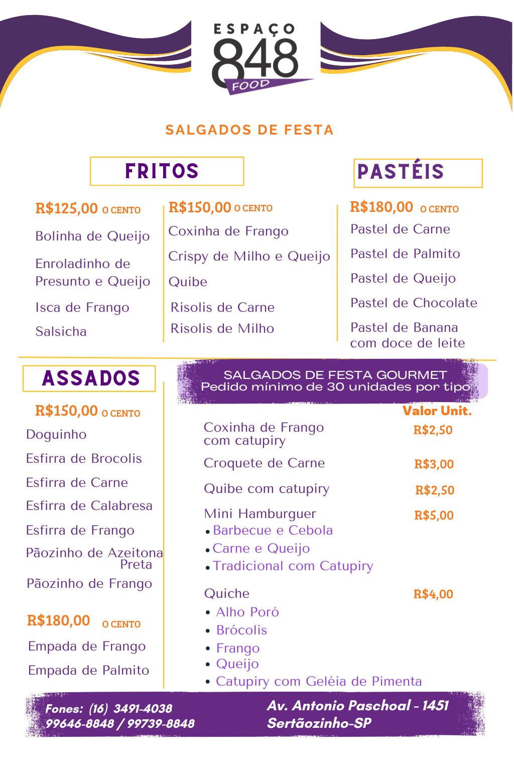 Página 1 do Cardápio Espaço 848